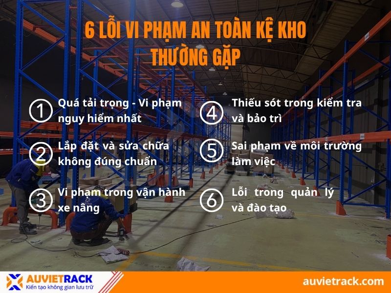Một số lỗi vi phạm an toàn kệ kho thường gặp