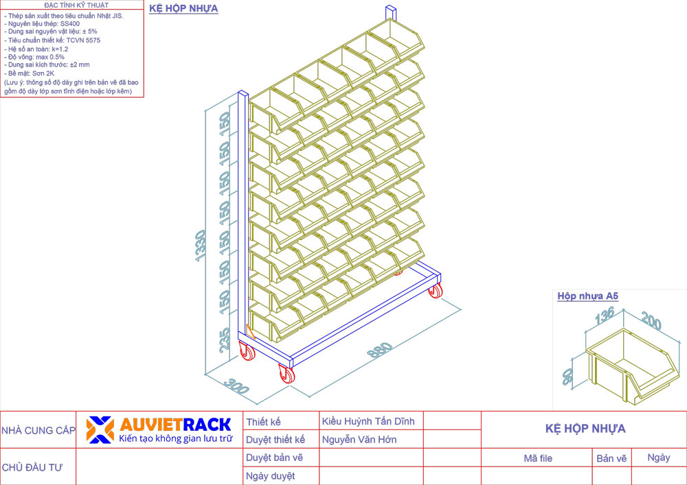 Bản vẽ 3D chi tiết kệ khay nhựa - Au Viet Rack