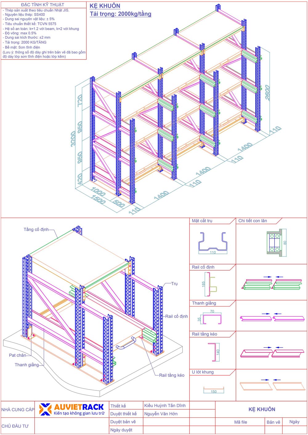Bản vẽ 3D chi tiết kệ khuôn - Au Viet Rack