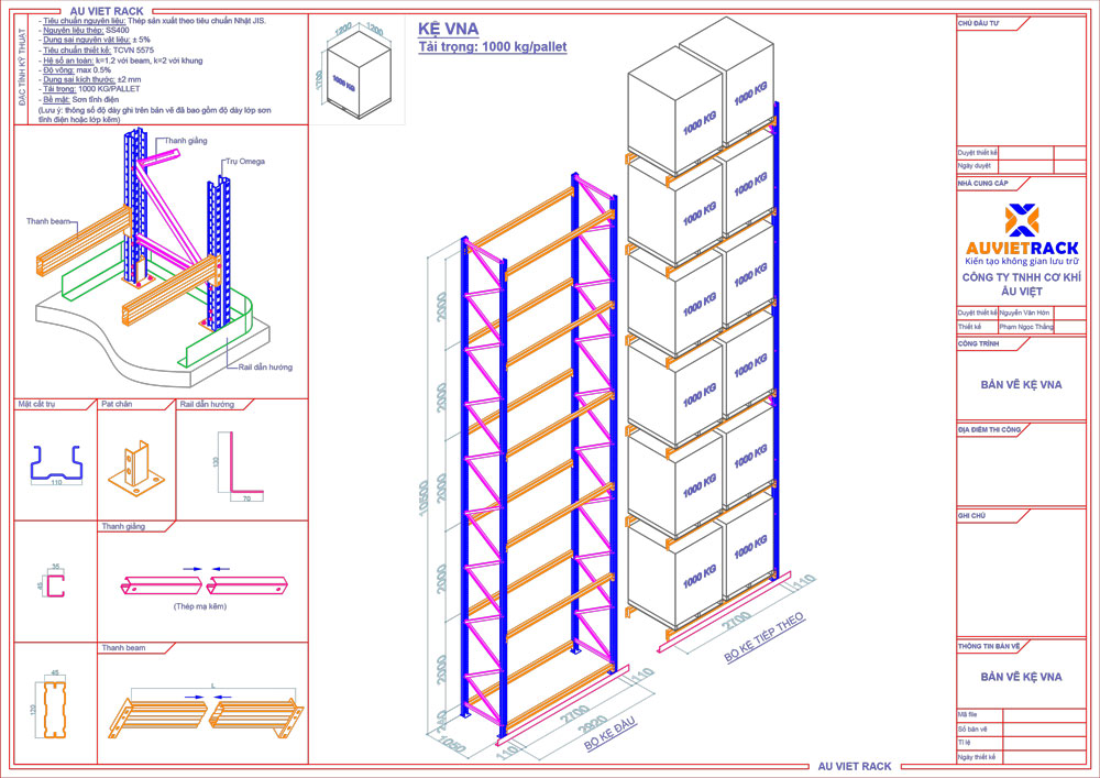 Bản vẽ 3D chi tiết kệ VNA - Au Viet Rack