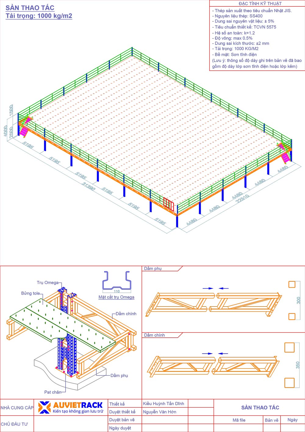 Bản vẽ 3D Sàn thao tác - Au Viet Rack