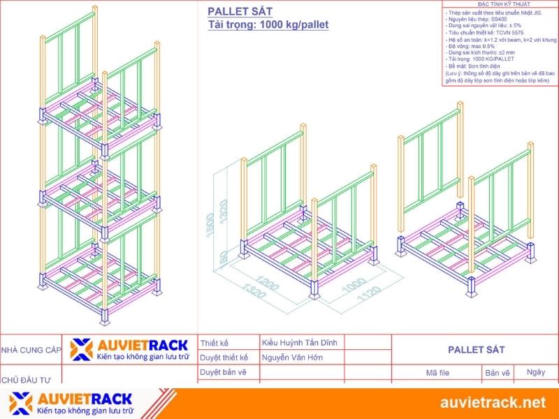 Bản vẽ kỹ thuật pallet xếp chồng
