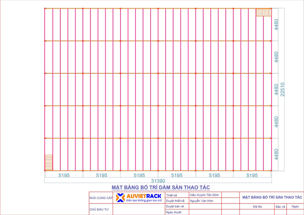 Bản vẽ mặt bằng dầm sàn thao tác - Au Viet Rack