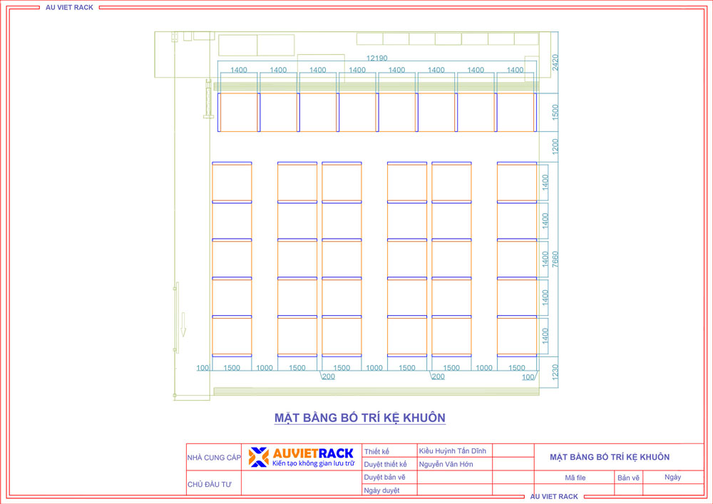 Bản vẽ mặt bằng kệ khuôn - Au Viet Rack