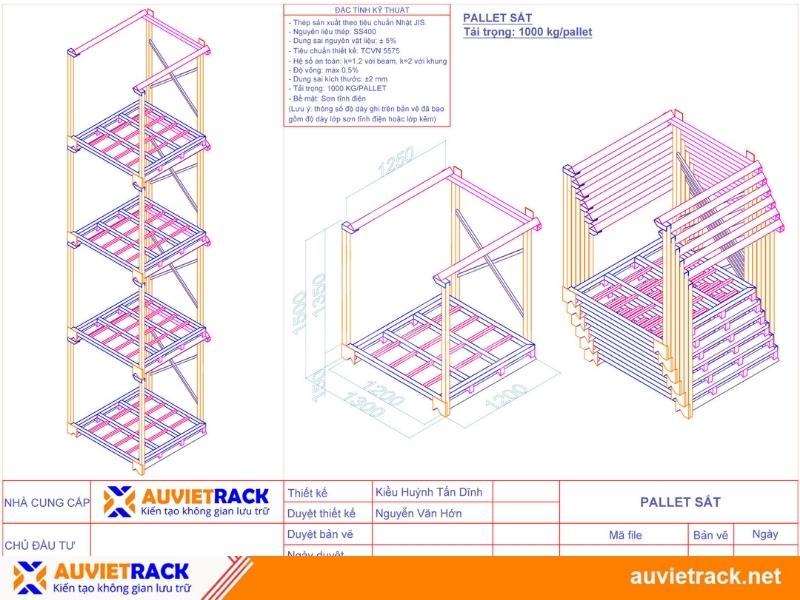 Cấu tạo của pallet sắt chồng ghép