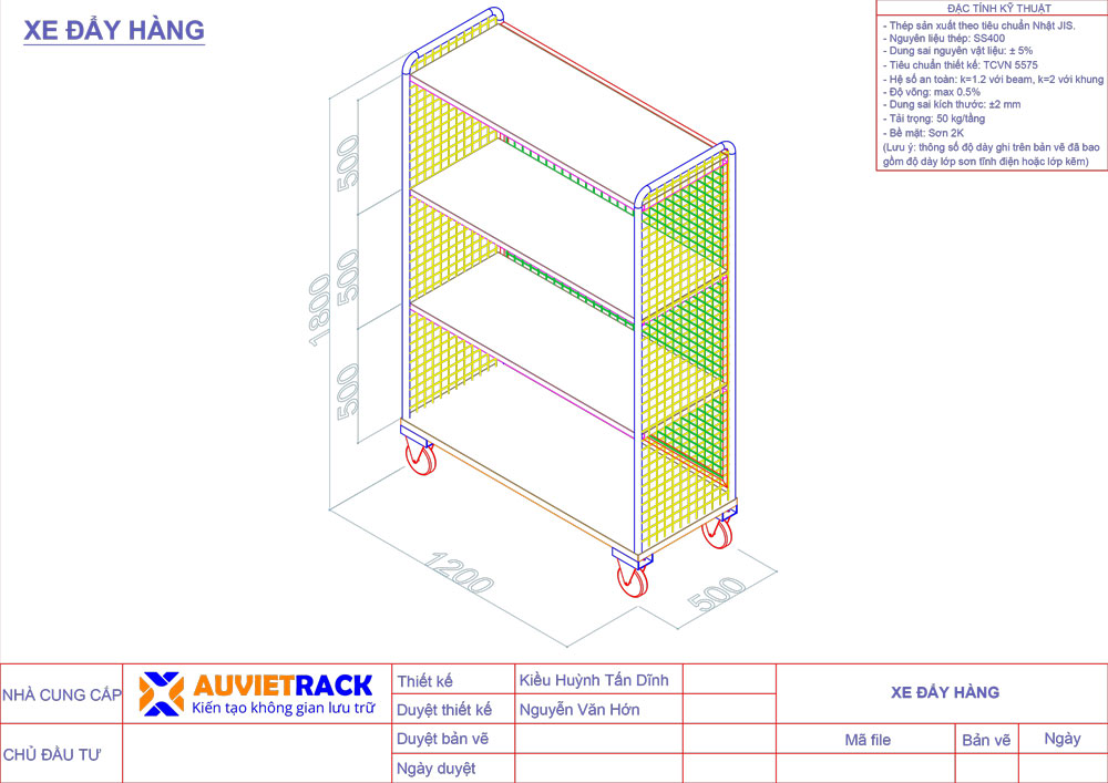  Bản vẽ xe đẩy hàng - Au Viet Rack
