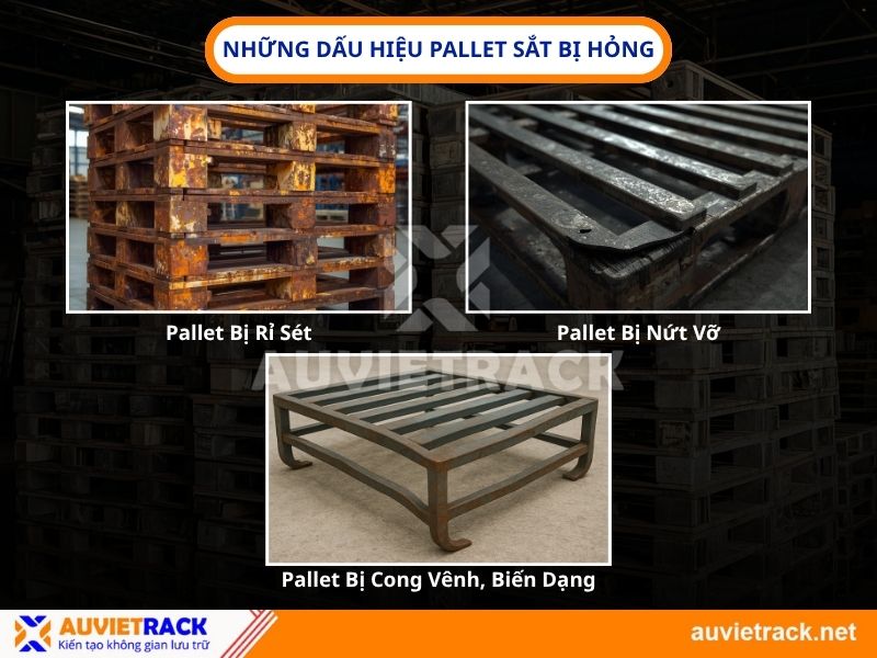 Những dấu hiệu hỏng hóc của pallet sắt