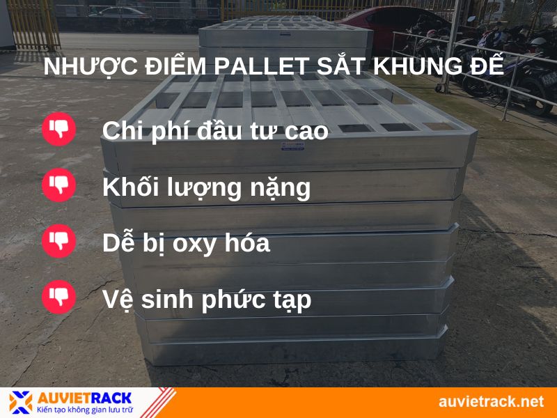 Nhược điểm Pallet sắt khung đế