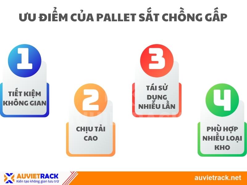 Ưu điểm của pallet sắt chồng gấp