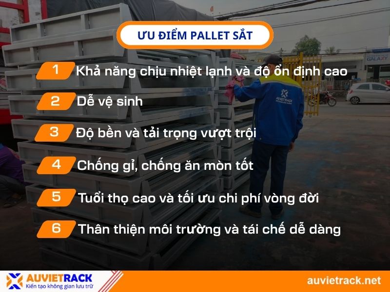 Những ưu điểm của pallet sắt