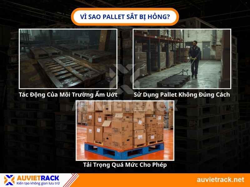 Nguyên nhân pallet sắt bị rỉ sét, cong vênh
